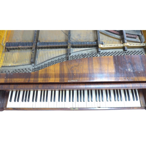 222 - A Victorian Kirkman parlour grand piano, circa 1870, with rosewood veneered case, wooden frame and b... 