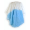 A Mary Quant poncho rain cape, circa 1980s, in blue and white PVC, with hood and front central pocke... 