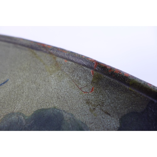 3 - A large Watcombe Torquay ware terracotta plate, hand painted with hibiscus flowers and insects, sign... 