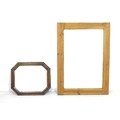 Two modern wall mirrors, with wooden frames, larger with rectangular plate, 80 by 3.5 by 109cm, the ... 