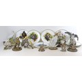 A group of twenty various wildlife figurines, including a Border Fine Arts style Hawk, signed Tom Ma... 