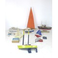 Four radio controlled model sailing boats, comprising wooden built 'Gracia', 93 by 19 by 143cm high ... 