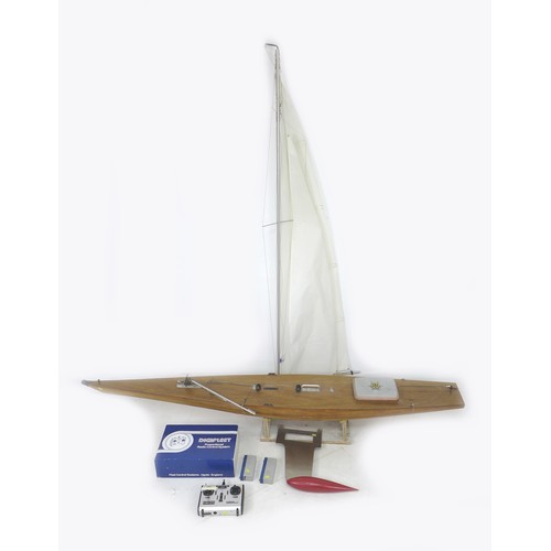 62 - A large scratch built wooden model remote controlled boat, with a Digifleet proportional radio contr... 