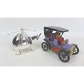 A Japanese Old Fashioned No.2  lever action tin plate model car, with original box, together with a ... 