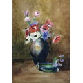 English School (early 20th century): still life, flowers in a vase and bowl below, initialled 'N.B.S... 