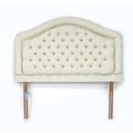 A modern bed headboard, recently upholstered in buttoned cream foliate cotton, 155 by 12 by 147cm hi... 