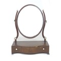 A 19th century mahogany toilet mirror, with oval shaped plate, below three serpentine fronted trinke... 