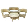 A modern wicker garden seating set, comprising a two seater settee, 140 by 84 by 80cm high, and two ... 