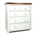 A Victorian shabby chic white painted chest of drawers, with natural finish mahogany top, two over t... 