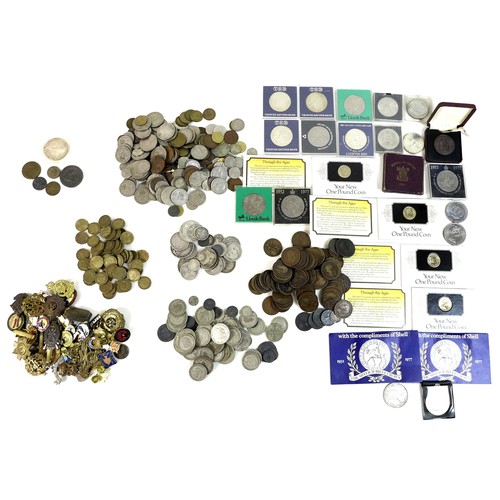 76 - A quantity of George III and later coinage, including pre 1920 silver coins, 8.36toz total weight, 1... 