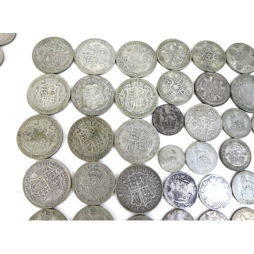 75 - A large collection of British coins, comprising coins with silver content thirteen post 1920 and pre... 