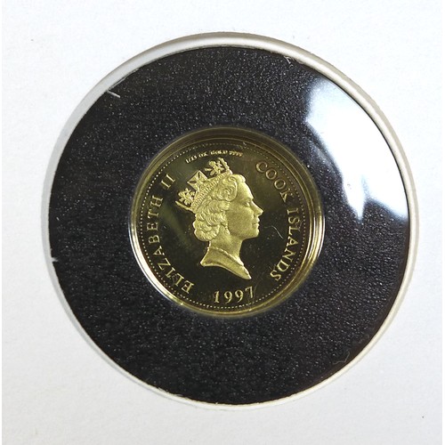 79 - An Elizabeth II gold 5 dollar coin, 1997, 1.2g, mounted within a commemorative Diana Princess of Wal... 