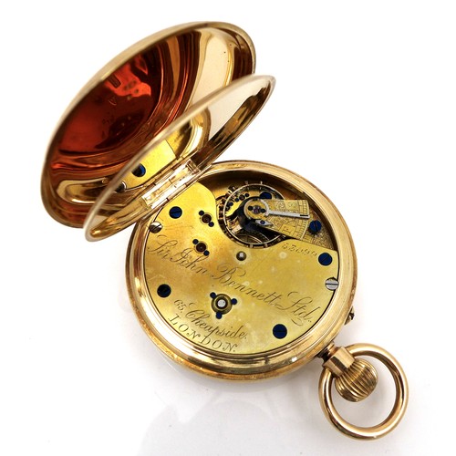 106 - A late Victorian 18ct gold cased open faced pocket watch, keyless wind, by Sir John Bennett Ltd, Lon... 