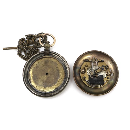 99 - A modern Halcon de Luxe gold plated skeleton pocket watch, keyless wind, with glass front and back e... 