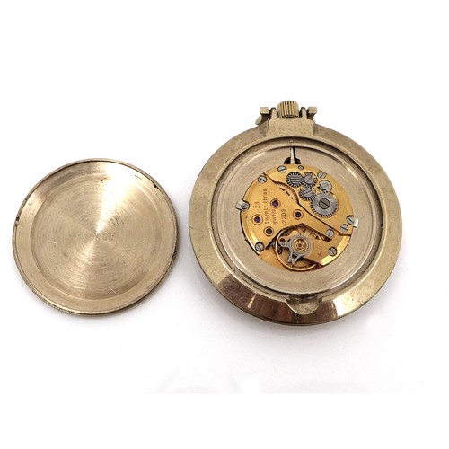 99 - A modern Halcon de Luxe gold plated skeleton pocket watch, keyless wind, with glass front and back e... 