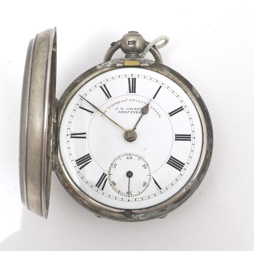 96 - A Victorian silver open faced pocket watch, J. G. Graves, Sheffield 'The Express English Lever', key... 