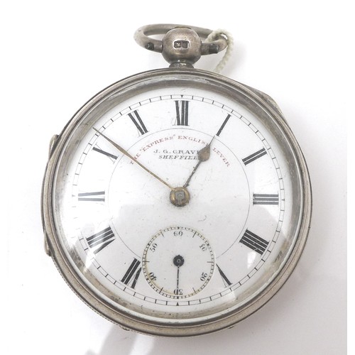 96 - A Victorian silver open faced pocket watch, J. G. Graves, Sheffield 'The Express English Lever', key... 