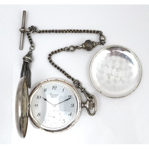 97 - Two pocket watches, comprising an early 20th century Swiss nickel cased open faced 8 day pocket watc... 