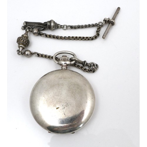 97 - Two pocket watches, comprising an early 20th century Swiss nickel cased open faced 8 day pocket watc... 