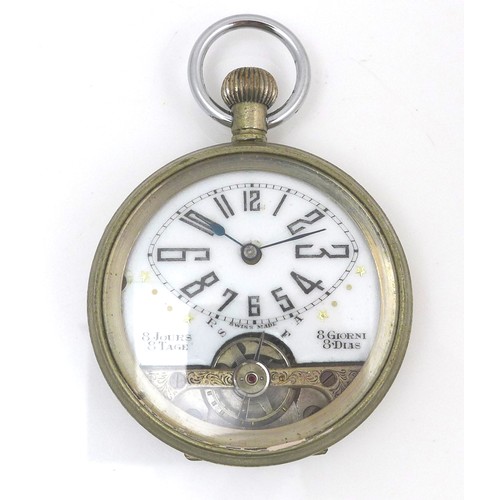 97 - Two pocket watches, comprising an early 20th century Swiss nickel cased open faced 8 day pocket watc... 