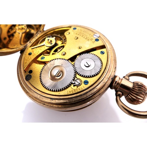 98 - An American Waltham 'Traveler' grade gold plated half hunter pocket watch, circa 1908, keyless wind,... 