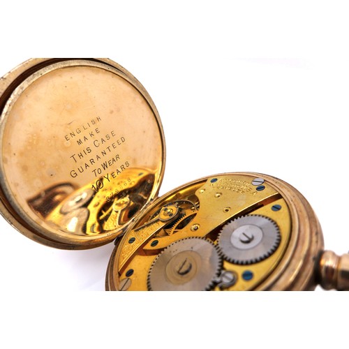 98 - An American Waltham 'Traveler' grade gold plated half hunter pocket watch, circa 1908, keyless wind,... 