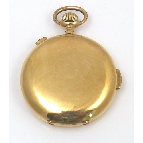 107 - A Swiss Le Phare 18ct gold cased quarter repeating chronograph full hunter pocket watch, circa 1900,... 
