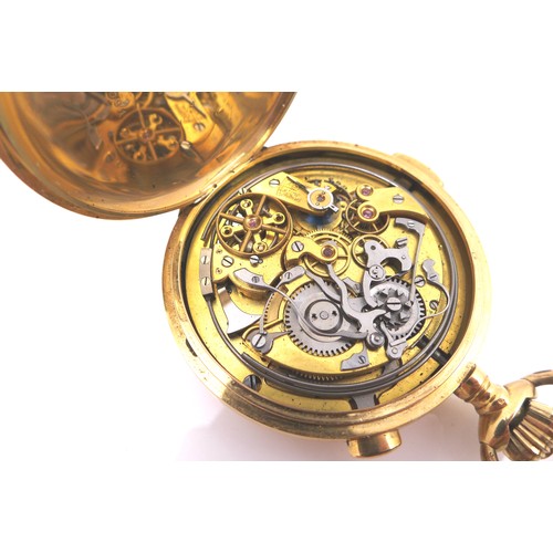 107 - A Swiss Le Phare 18ct gold cased quarter repeating chronograph full hunter pocket watch, circa 1900,... 