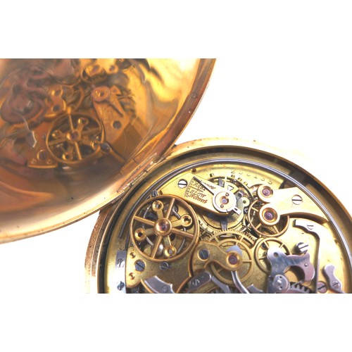 107 - A Swiss Le Phare 18ct gold cased quarter repeating chronograph full hunter pocket watch, circa 1900,... 