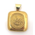 An Australian 1oz 9999 fine yellow gold bullion bar pendant, of square form with loop pendant attach... 