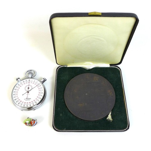 7 - A Minerva Majex stop watch, in chromed case, key wind with two push buttons, a/f only partially work... 