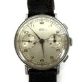 An Arsa oversize chrome plated and stainless steel chronograph wristwatch, circa 1950, circular two ... 