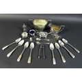 A collection of silver items, comprising a George V silver twin handled sugar bowl, Charles Boyton &... 