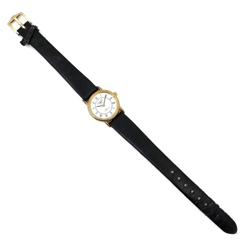 114 - A Longines 9k gold cased lady's wristwatch, circa 1990, circular  white dial with black Roman numera... 