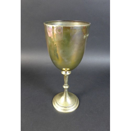 50 - A group of silver cups and tankards comprising a Victorian Goblet of classic chalice form with knopp... 