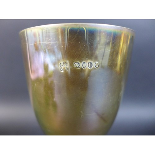 50 - A group of silver cups and tankards comprising a Victorian Goblet of classic chalice form with knopp... 