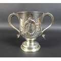 A George III silver twin handled cup, with inscription 'Presented by the Bridgwater Friendly Society... 
