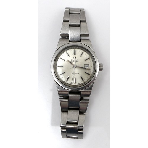 117 - An Omega Geneve lady's stainless steel wristwatch, ref 566 0067 / 766 0805, circa 1976, circular sil... 