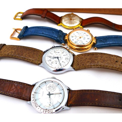 120 - A group of four Russian Poljot gentleman's wristwatches, comprising a gold plated Basilika Chronogra... 