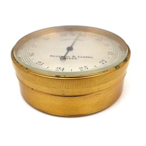 100 - A late Victorian Negretti & Zambra, London, gilt brass cased pocket compensated aneroid barometer, w... 