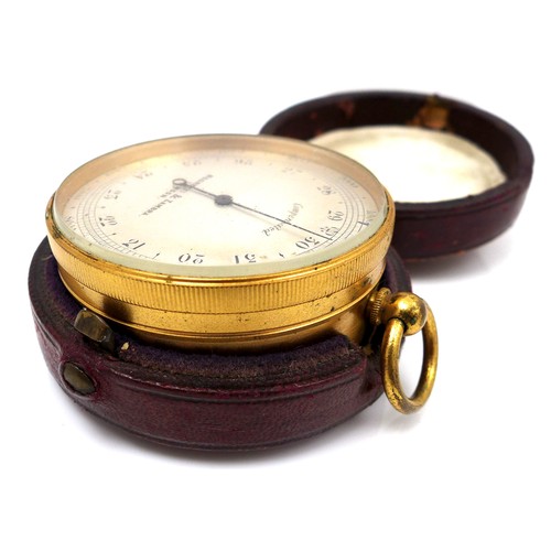 100 - A late Victorian Negretti & Zambra, London, gilt brass cased pocket compensated aneroid barometer, w... 