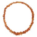 A string of vintage rough cut amber, with threaded amber bead screw clasp, 48cm long, 20g.