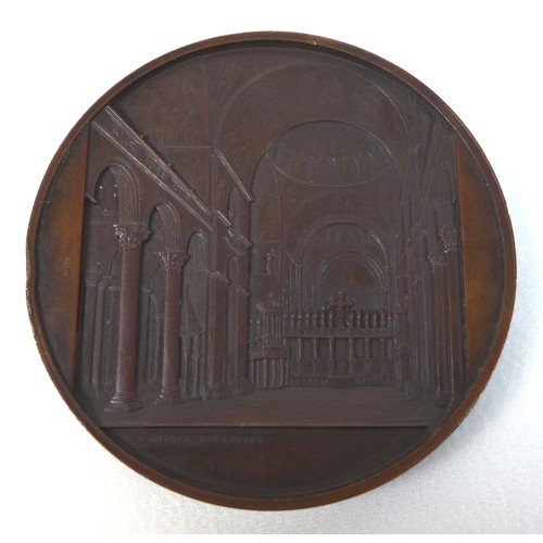 78 - A 19th century bronze medallion, after Jacques Wiener, depicting the Basilica St Marco in Venezia, 5... 