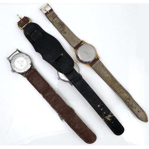 124 - A group of three British WWII and later wristwatches, comprising a chrome plated unsigned ATP wristw... 