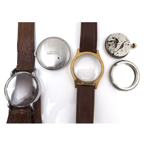 124 - A group of three British WWII and later wristwatches, comprising a chrome plated unsigned ATP wristw... 