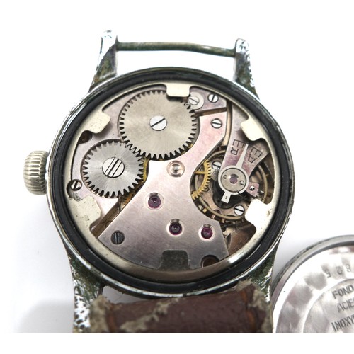 124 - A group of three British WWII and later wristwatches, comprising a chrome plated unsigned ATP wristw... 