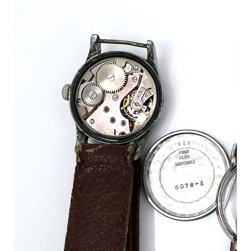 124 - A group of three British WWII and later wristwatches, comprising a chrome plated unsigned ATP wristw... 