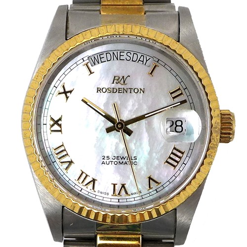 127 - A Rosdenton, Taiwanese, stainless steel and gold plated gentleman's automatic wristwatch, in the sty... 