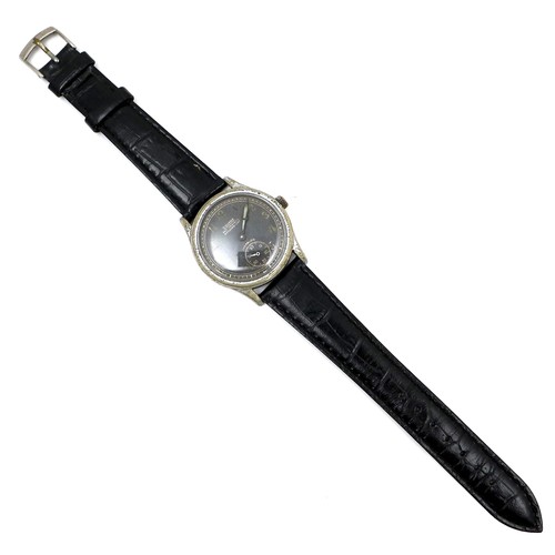 122 - A German WWII military Silvana steel and chrome plated wristwatch, circular black dial with luminous... 