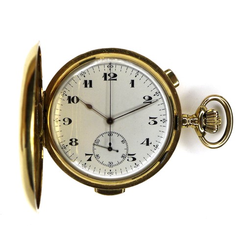 107 - A Swiss Le Phare 18ct gold cased quarter repeating chronograph full hunter pocket watch, circa 1900,... 